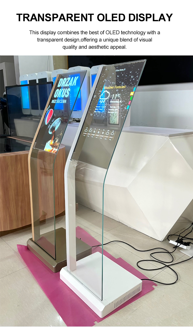 Thin vertical OLED transparent screen customization