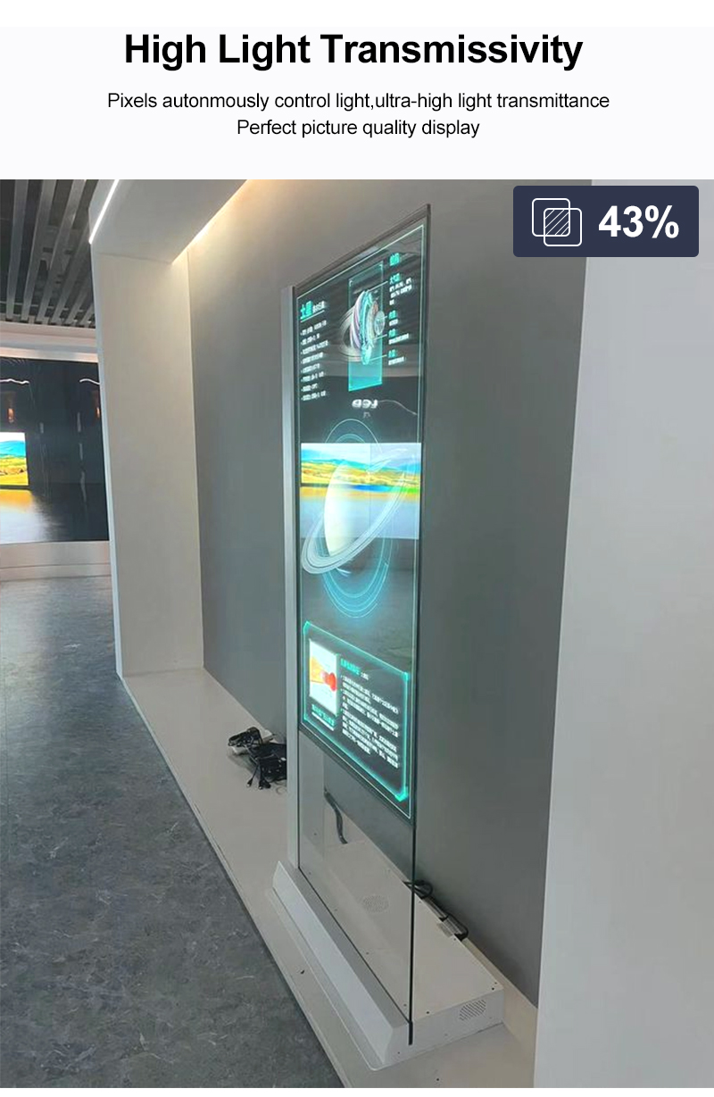 Thin vertical OLED transparent screen customization